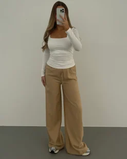 Astrid Frank Tall|Bukser|Line bukser lysebrun